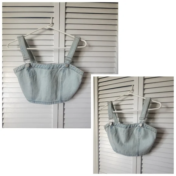 FOREVER 21 Denim Crop Top, Size S - Picture 1 of 8
